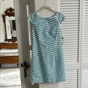 Lilly Pulitzer Aqua Wave Cap-Sleeve Midi Dress